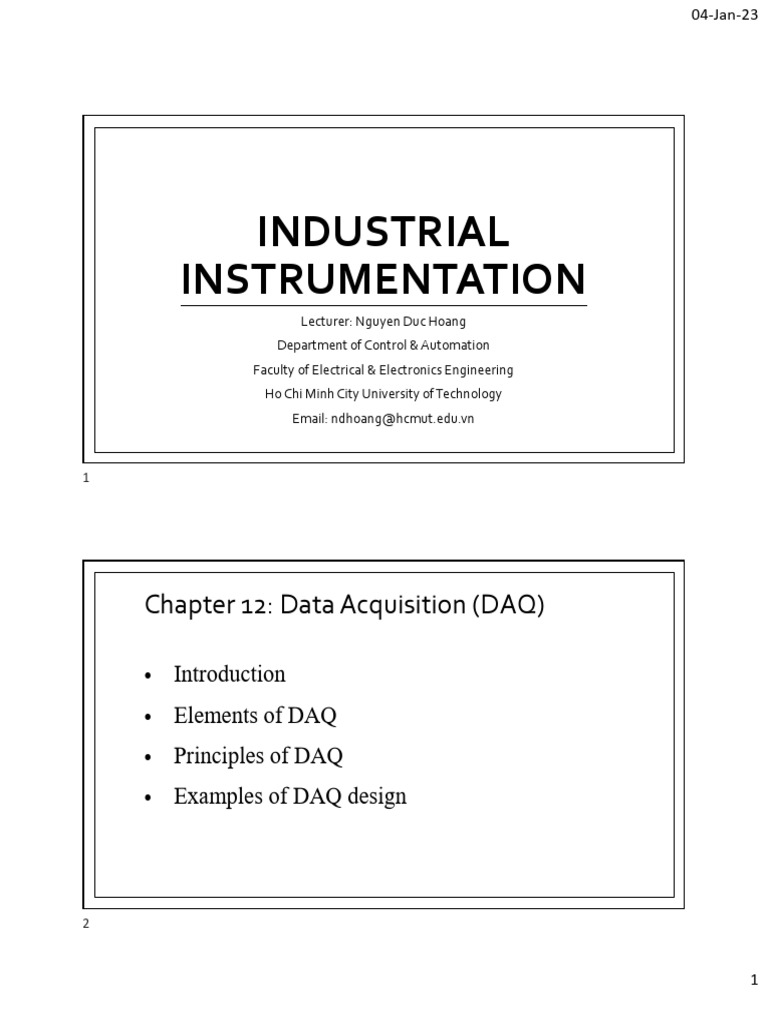 Industrial Instrumentation: Chapter 12: Data Acquisition (DAQ) | PDF