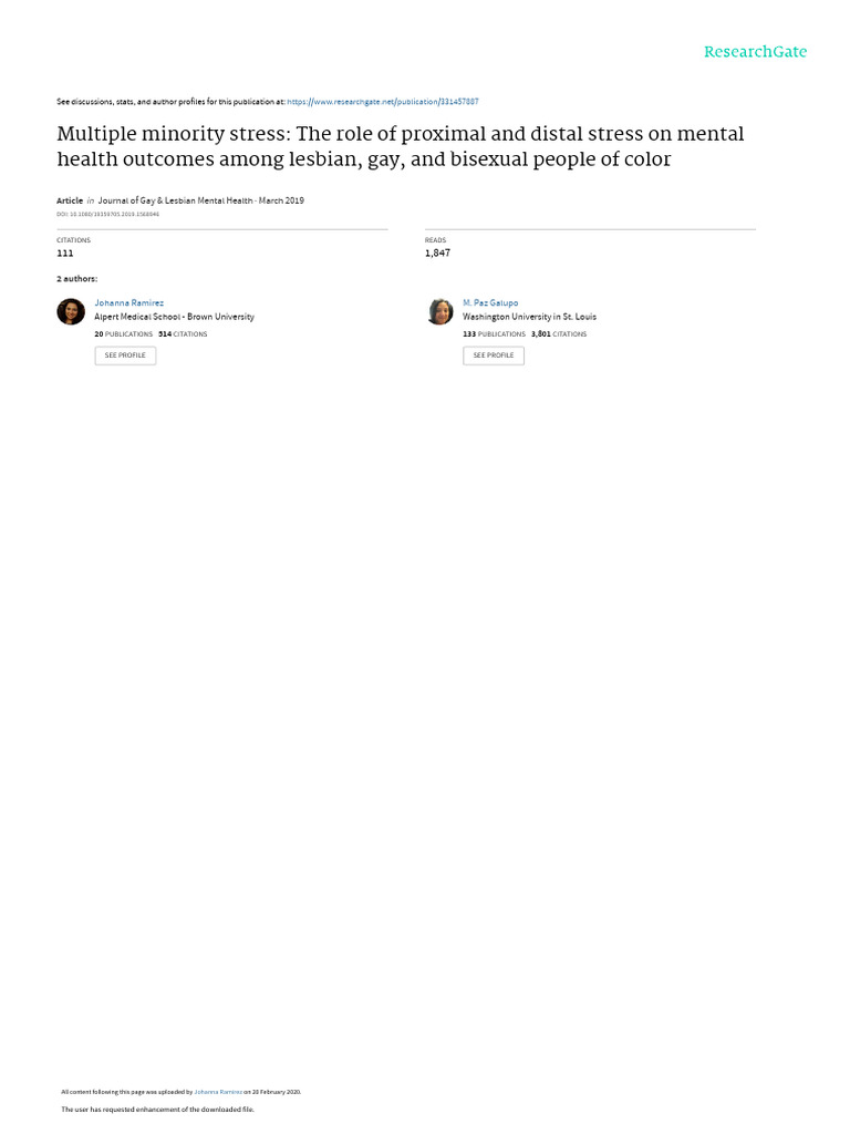 Ramirez (2019).Multiple minority stress The role of proximal and distal