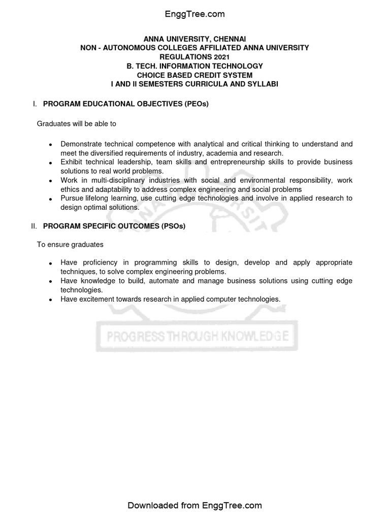 Anna University B.Tech IT Curriculum 2021 | PDF | Waves ...