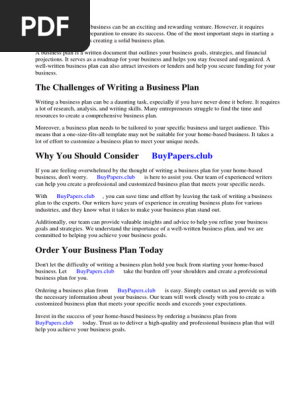 Home-based Business Plan Outline