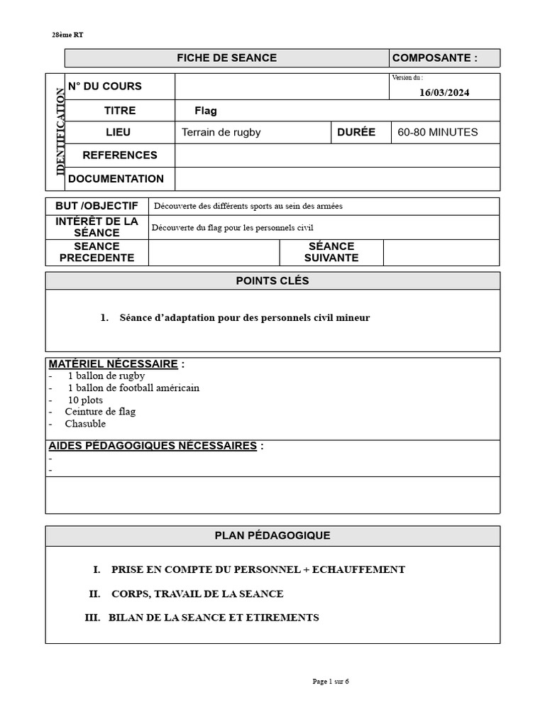 Initiation au Flag Football pour Civils | PDF | Sports d'équipe | Jeux ...