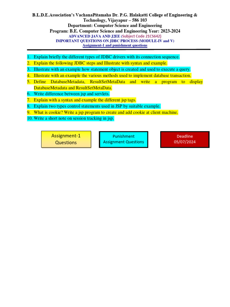 Assignment 1, 2 and Punishment Assignment Questions | PDF | Class ...