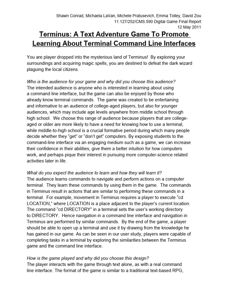 Terminus: Learning Terminal Commands Game | PDF | Command Line ...