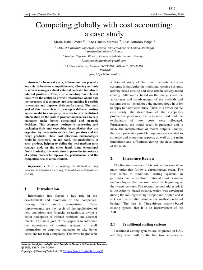 Competing Globally With Cost Accounting - A Case Study | PDF | Cost ...