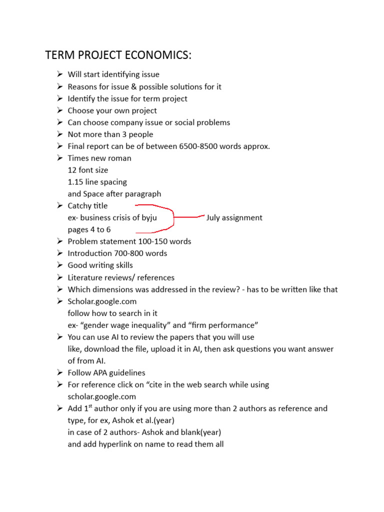 Term Project Economics | PDF