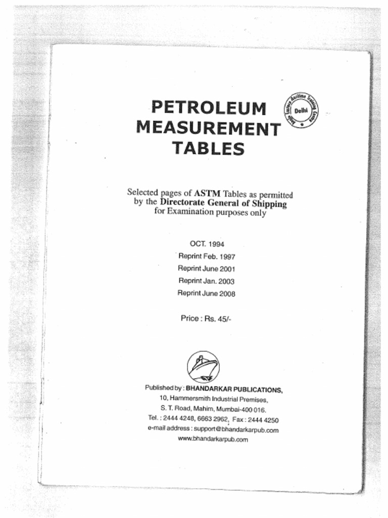 ASTM - Petrolium Measurement Table | PDF