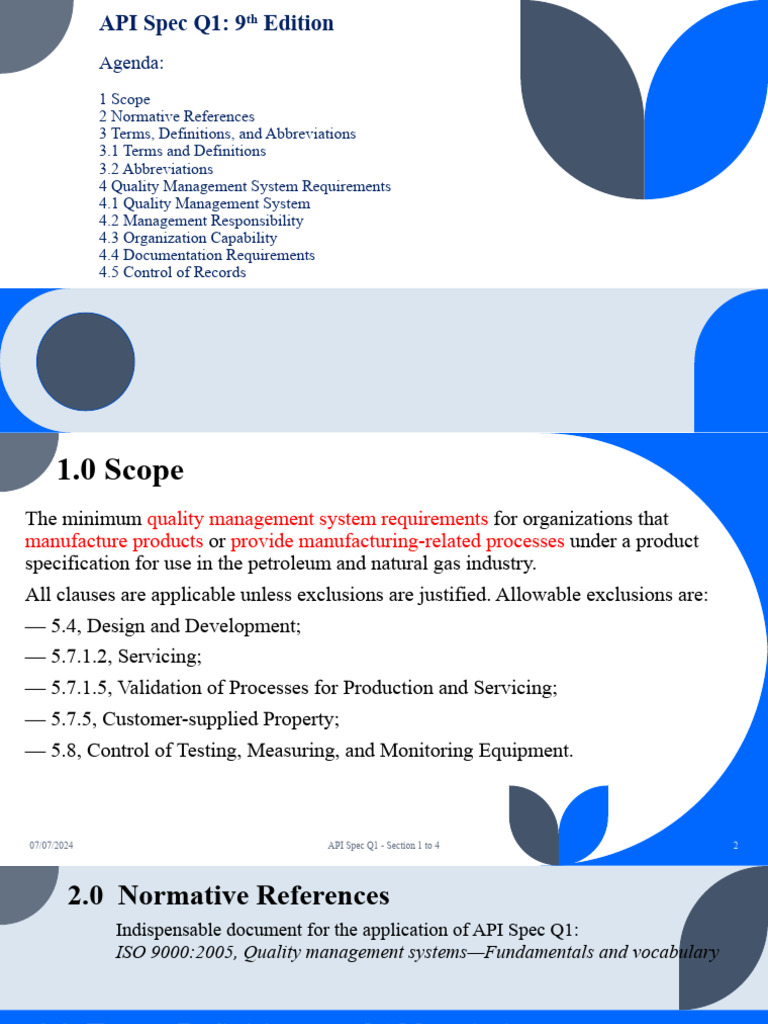 API Spec Q1 - Section 1 To 4 | PDF | Quality Management System ...