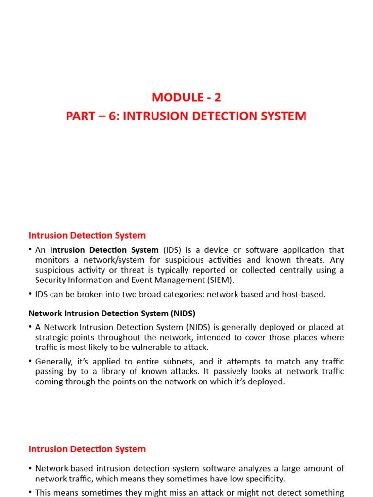 Intrusion Detection Systems Explained | PDF | Denial Of Service Attack ...