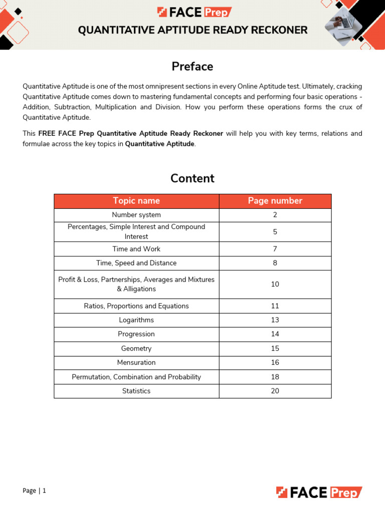 Quantitative Aptitude Ready Reckoner | PDF | Speed | Interest