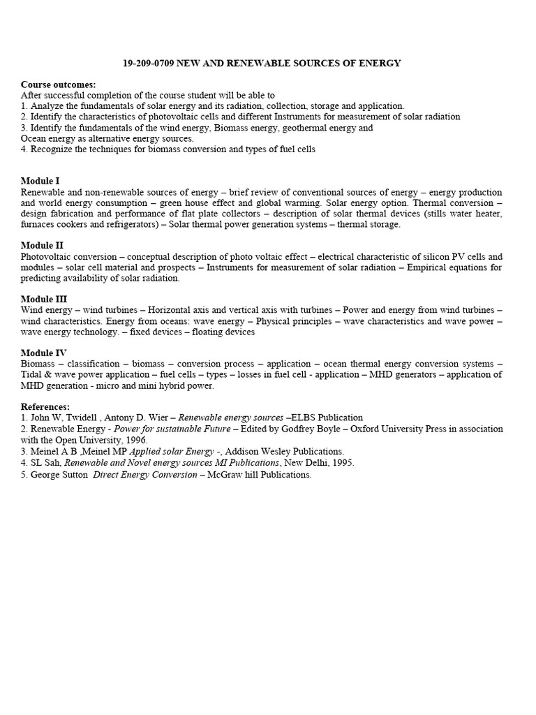New and Renewable Sources of Energy | PDF | Social Science | Technology ...