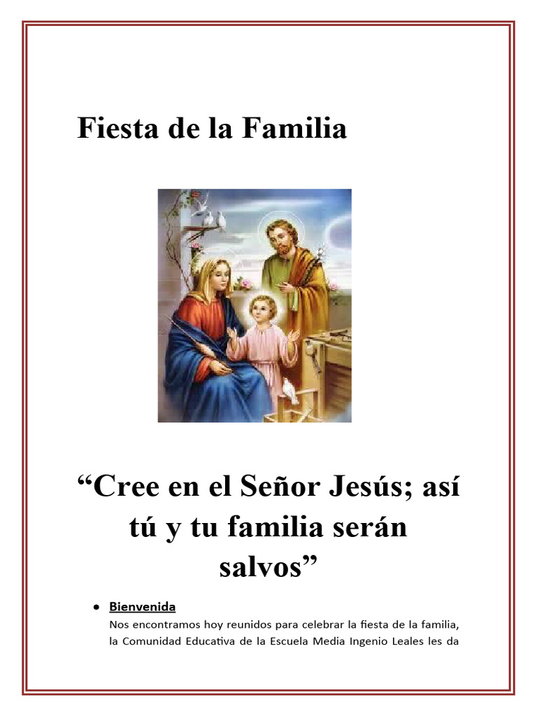 Fiesta de la Familia en Escuela Ingenio Leales | PDF | Oración | Amor