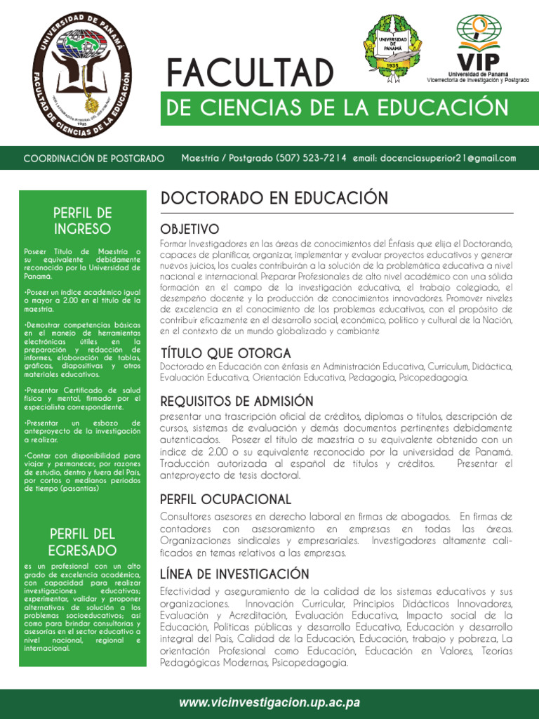 Doctorado En Facultad De Ciencias De La Educacion Pdf Doctorado