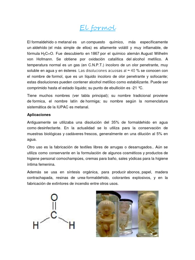 Usos y propiedades del formol | PDF