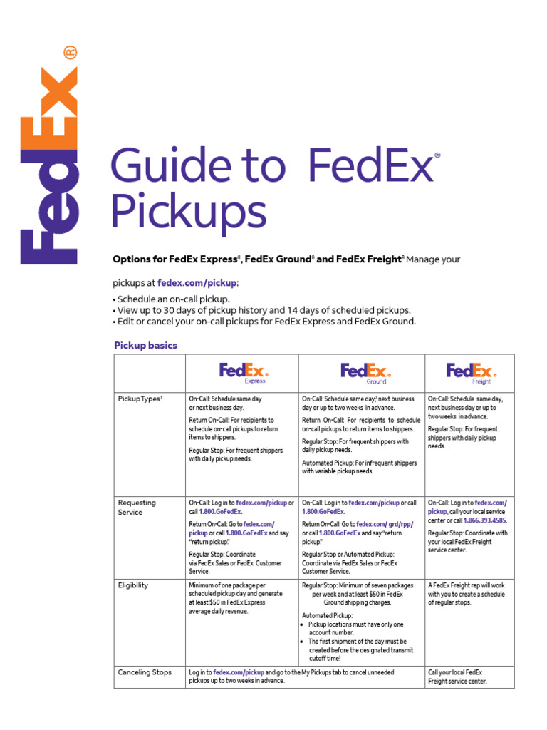 Guide To FedEx Pickups | PDF | Cargo | Fed Ex