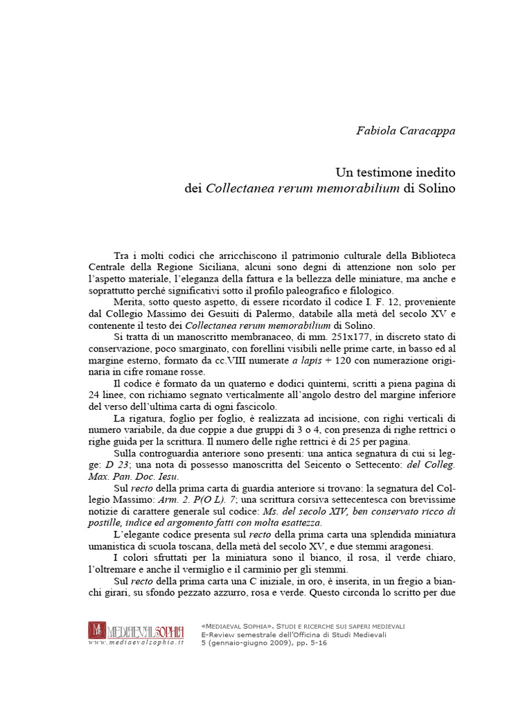 Art - CARACAPPA Un Testimone Inedito MS5 | PDF
