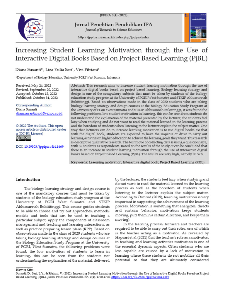 Boosting Student Motivation with PjBL E-Books | PDF | Project Based ...