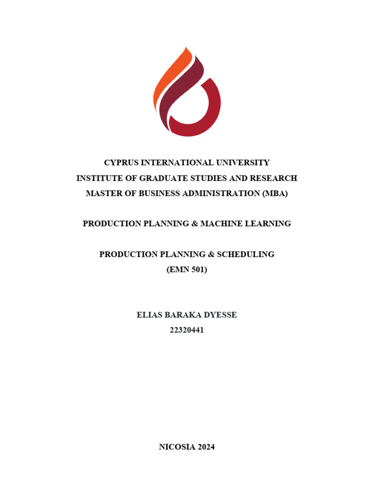 Machine Learning in Production Planning | PDF | Machine Learning ...