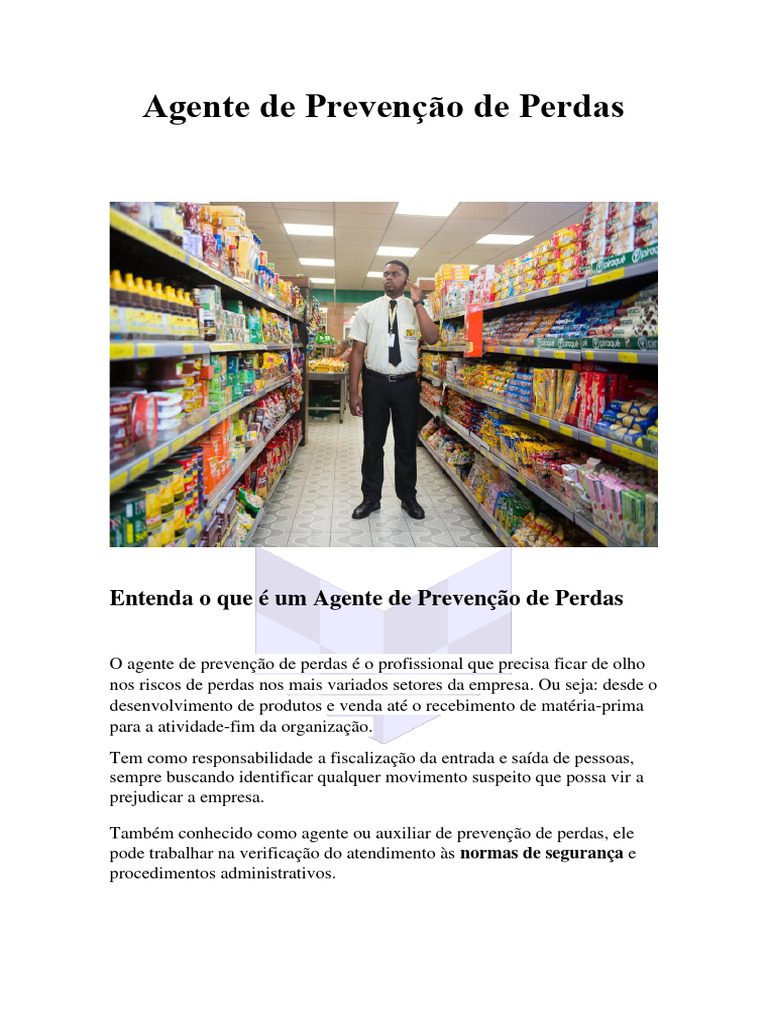 Fiscal de Prevenção de Perdas | PDF | Embalagem e rotulagem | Mercado ...