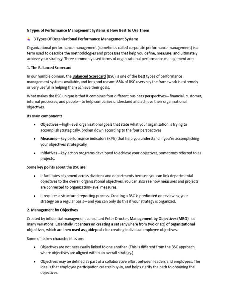 5 Performance Management Systems Explained | PDF | Goal | Business ...
