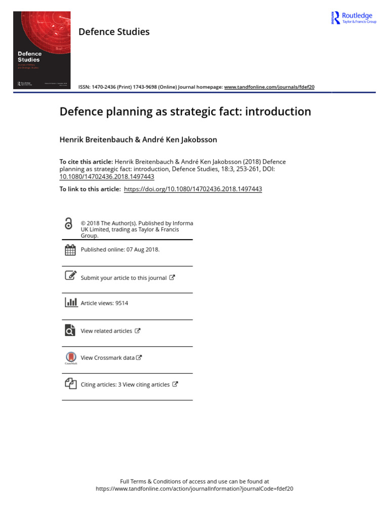 Defence Planning as Strategic Fact | PDF | Military | Policy
