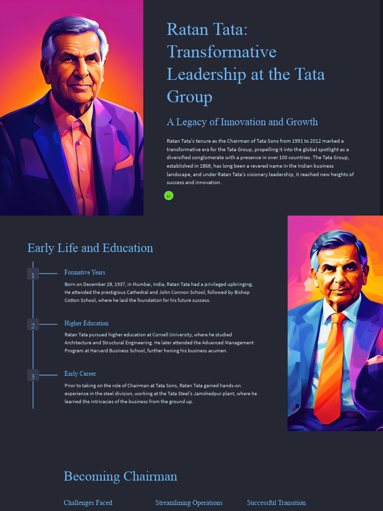 Ratan Tata's Transformative Leadership | PDF | Innovation | Mergers And ...