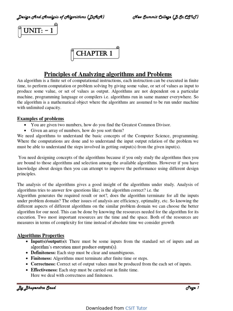 Design and Analysis of Algorithms Note by Bhupendra Singh Saud | PDF ...