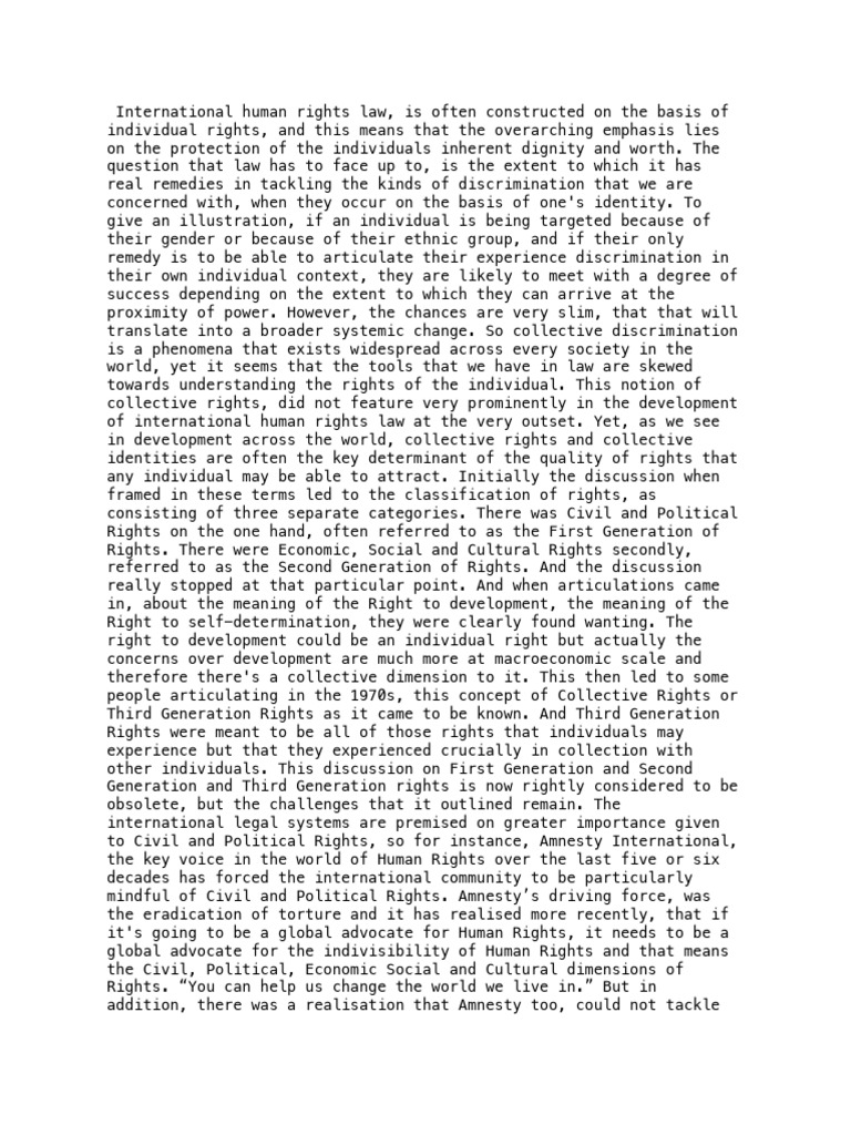 Collective Vs Individual Rights Transcript | PDF | Discrimination ...