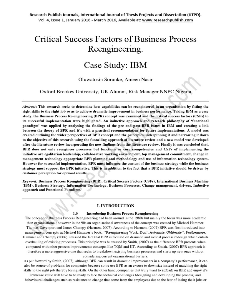 Critical Success Factors of Business Pro | PDF | Business Process ...