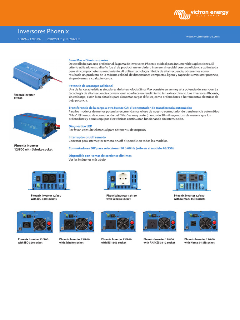 FICHA_TECNICA_PHOENIX_180_350_800_Y_1200W_VICTRON | Descargar gratis