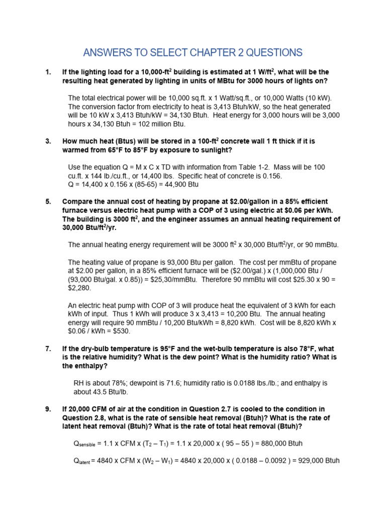 Chapter 2 HVAC Heat Calculations | PDF | British Thermal Unit | Quantity