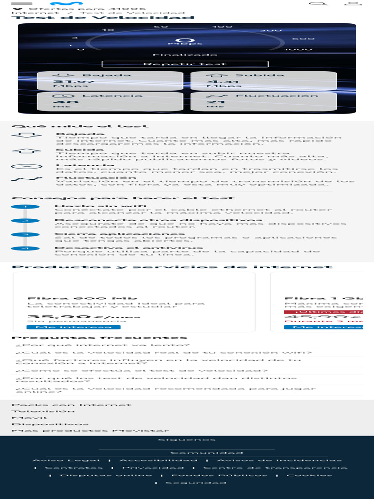 Image Result For Test De Velocidad De Internet Fibra Wifi Movistar