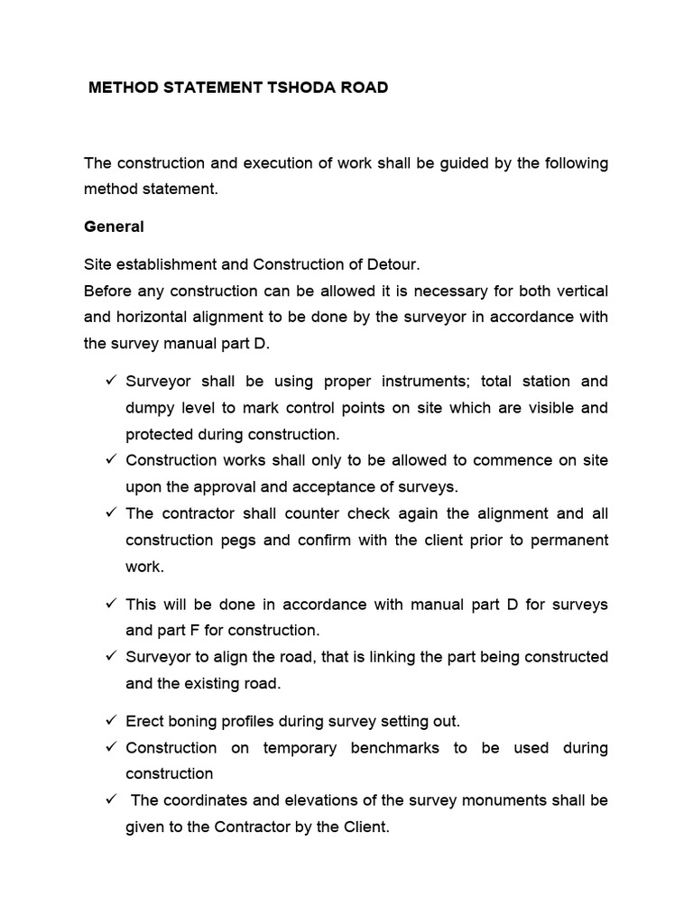 Road Construction Method Guide | PDF | Surveying | Drainage