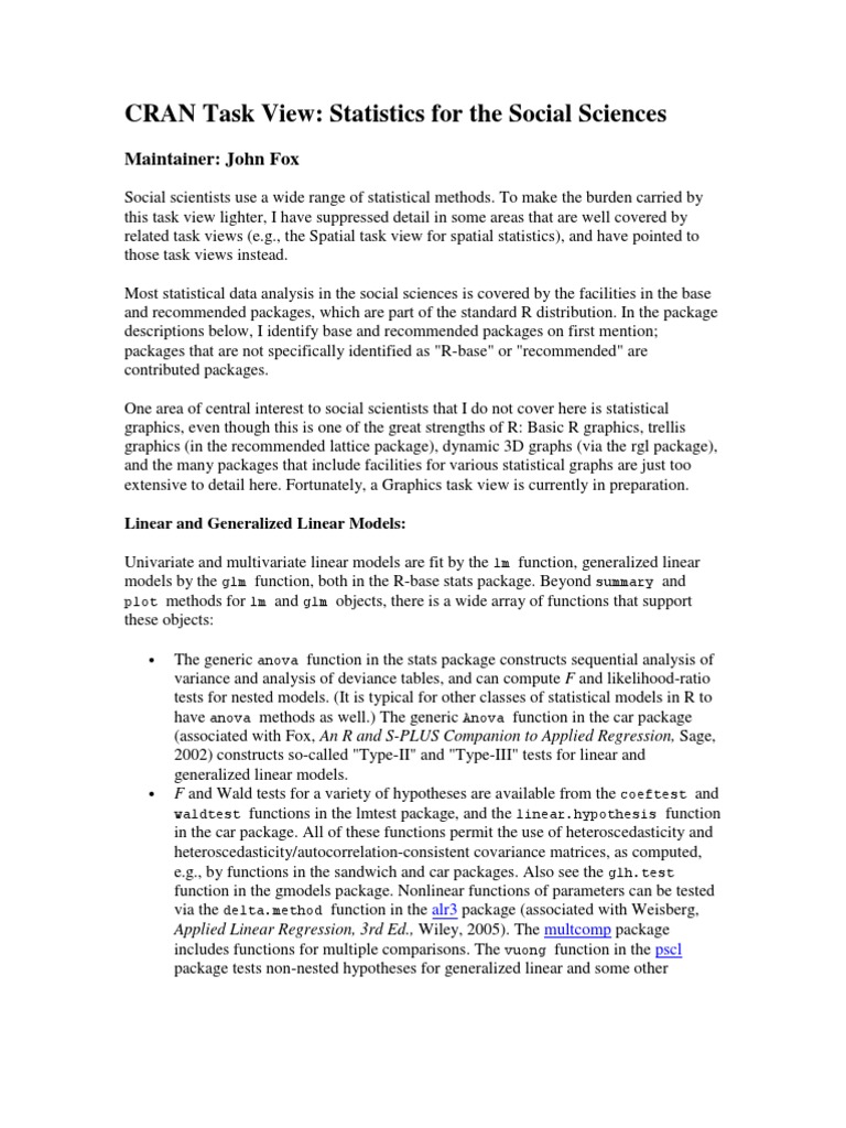 R Stats for Social Scientists | PDF | R (Programming Language ...