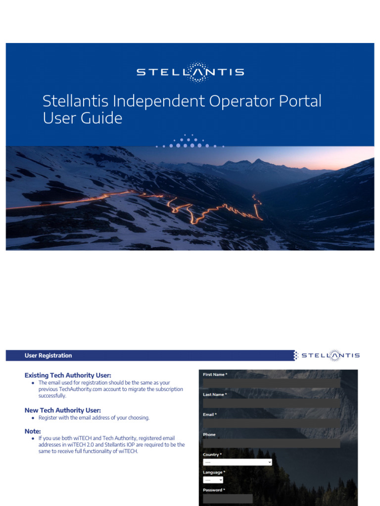 Stellantis Operator Portal User Guide | PDF