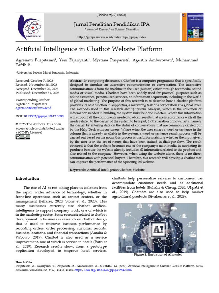 Artificial Intelligence In Chatbot Website Platfor Pdf Artificial