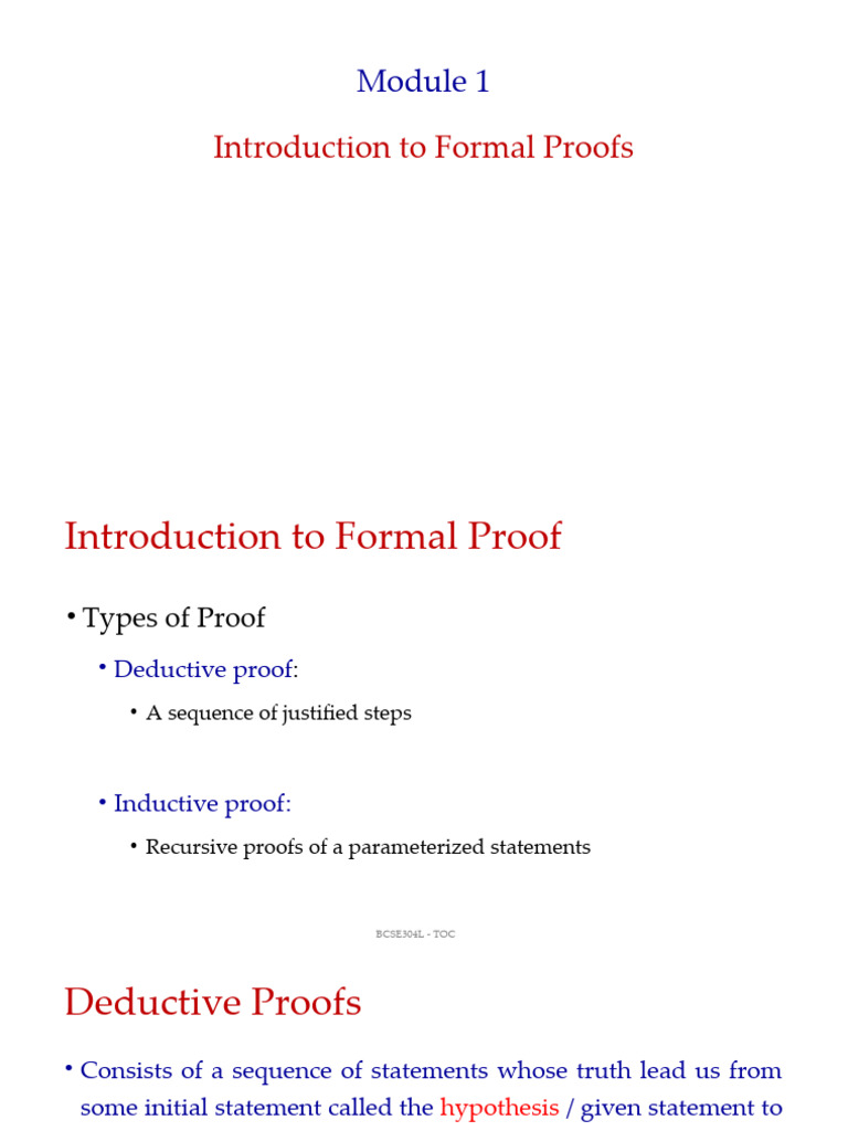 Introduction To Formal Proof