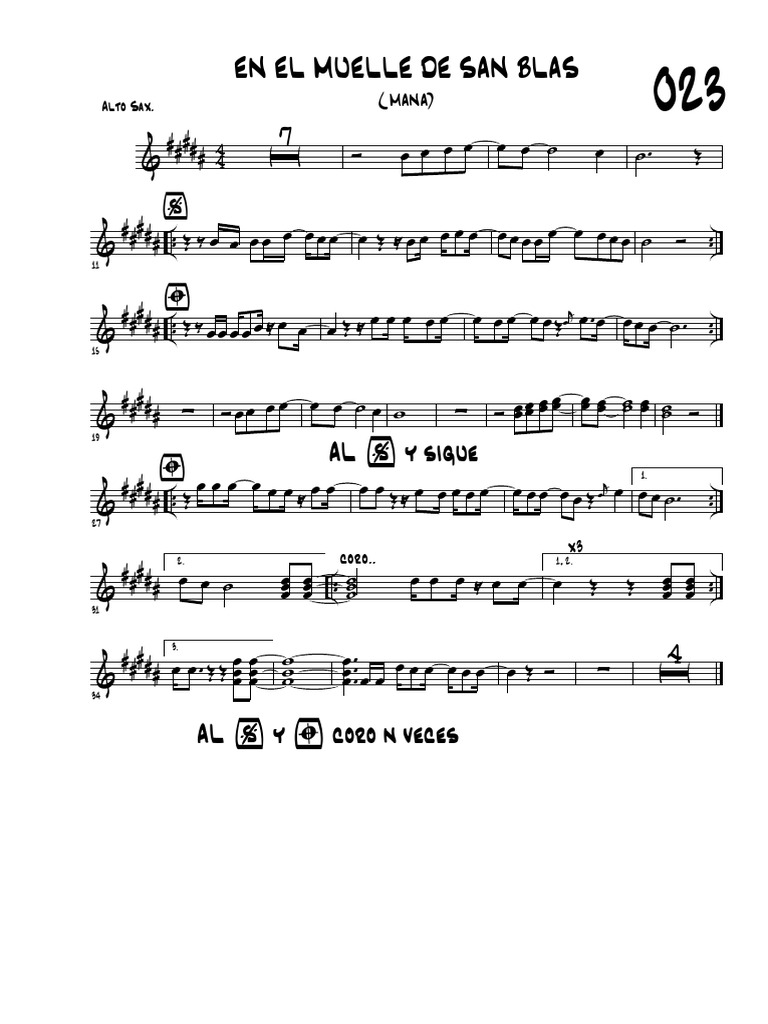 023-El Muelle de San Blas Sax Alto | PDF