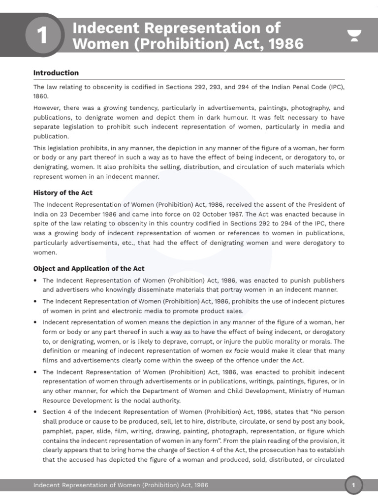 Indecent Representation of Women Act 1986 | PDF | Obscenity | Search ...