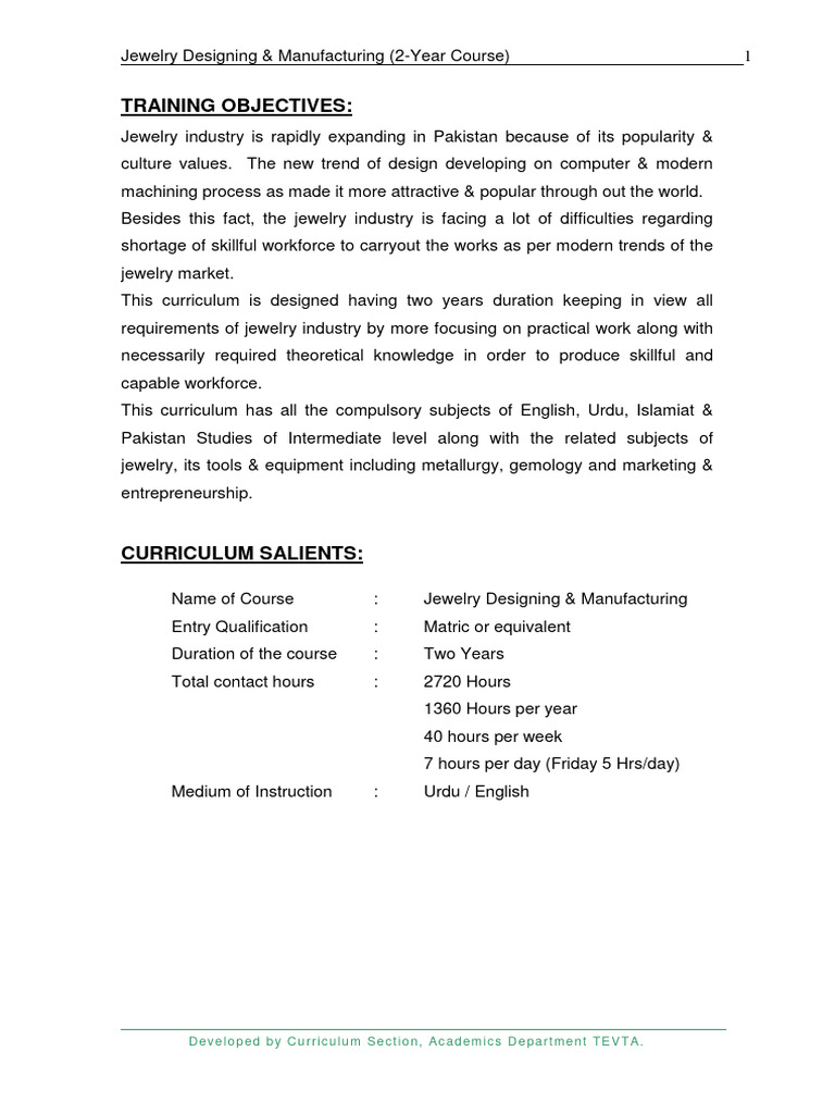 Jewelry Design & Manufacturing Course | PDF | Matrix (Mathematics ...