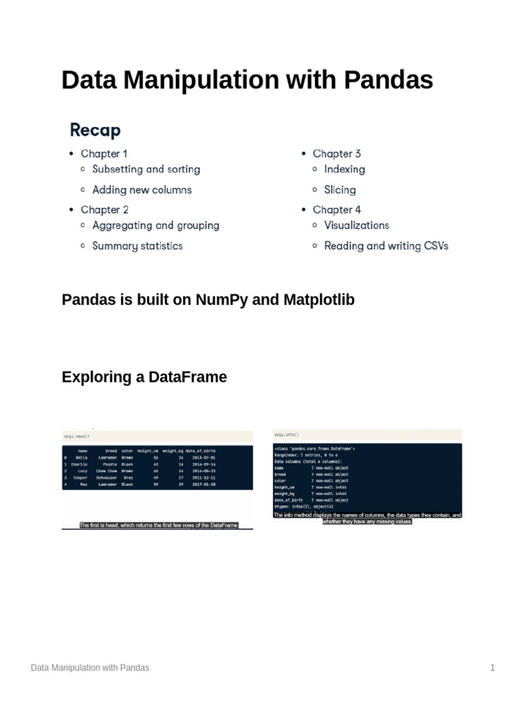 Data Manipulation With Pandas | PDF | Computer Science | Data Management