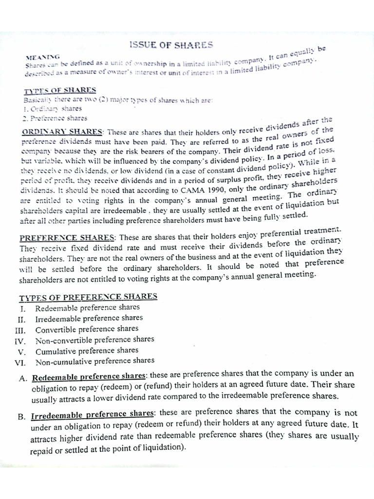 Issue of Shares | PDF