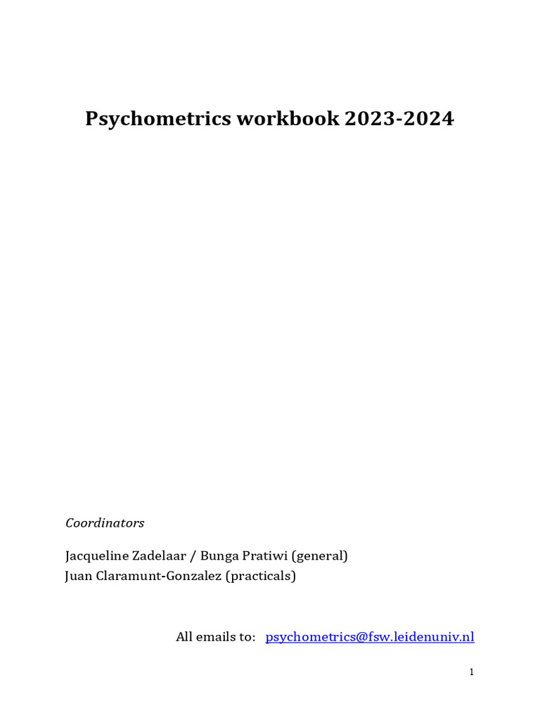 Psychometrics Course Overview 2023-2024 | PDF | Principal Component ...