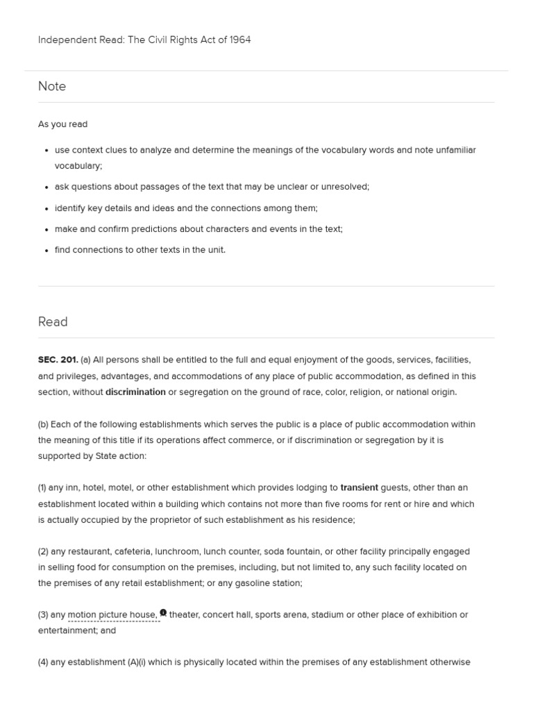 The Civil Rights Act of 1964 | PDF | Civil Rights Act Of 1964 | Justice