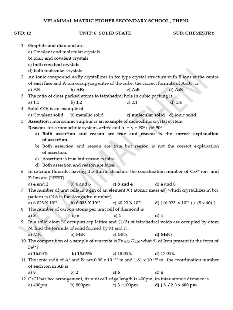 Namma Kalvi 12th Chemistry Unit 6 Study Material Em 218892 Pdf