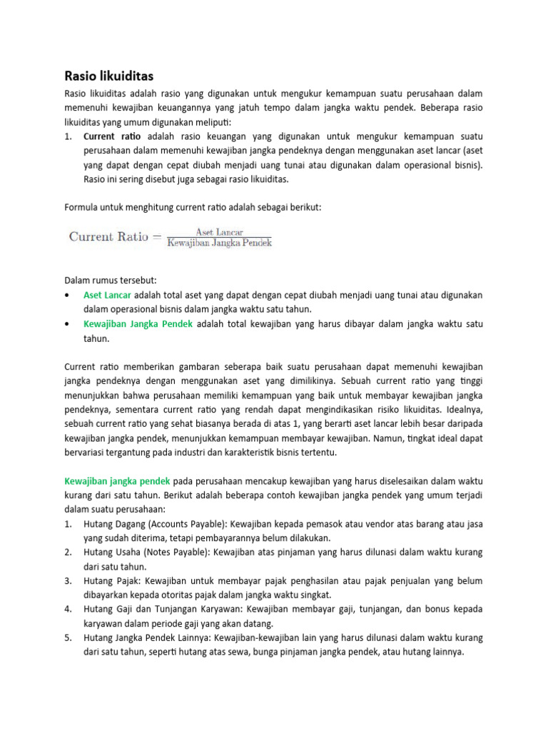 Panduan Rasio Likuiditas dan Solvabilitas | PDF | Bisnis | Hukum