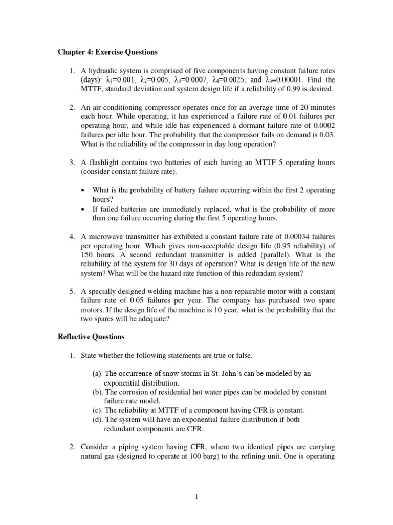 04 - Constant Failure Rates - Problems1 | PDF | Reliability Engineering ...