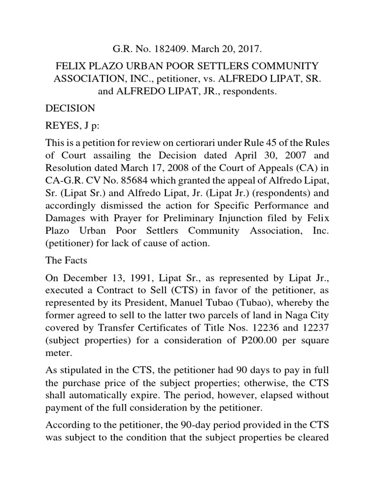 Court Decision on Urban Poor Land Sale Case | PDF | Parol Evidence Rule ...