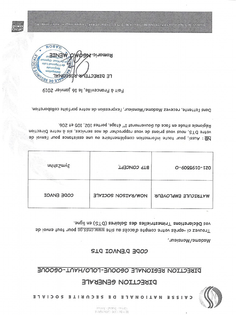 Code D Envois Cnss | PDF