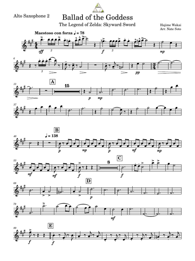 Ballad of The GoddessAlto Saxophone 2 PDF Nintendo The