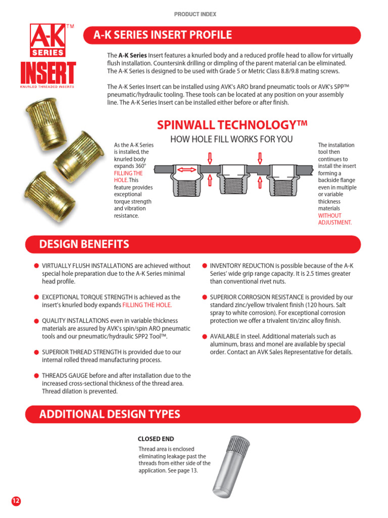 A-K Series Insert Overview | PDF | Rivet | Metals